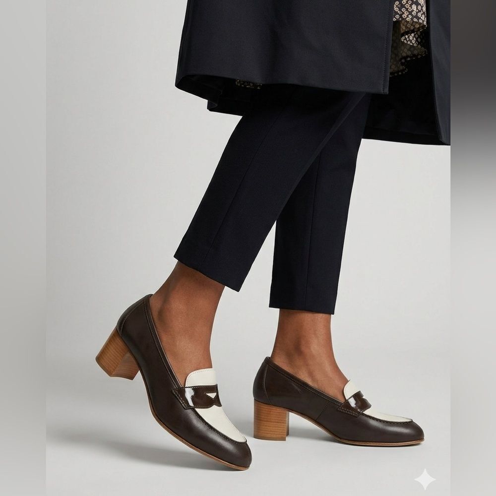 Ralph Lauren Purple Label “Chloey” Loafers 39.5 | Italy | Brown & Cream Leather